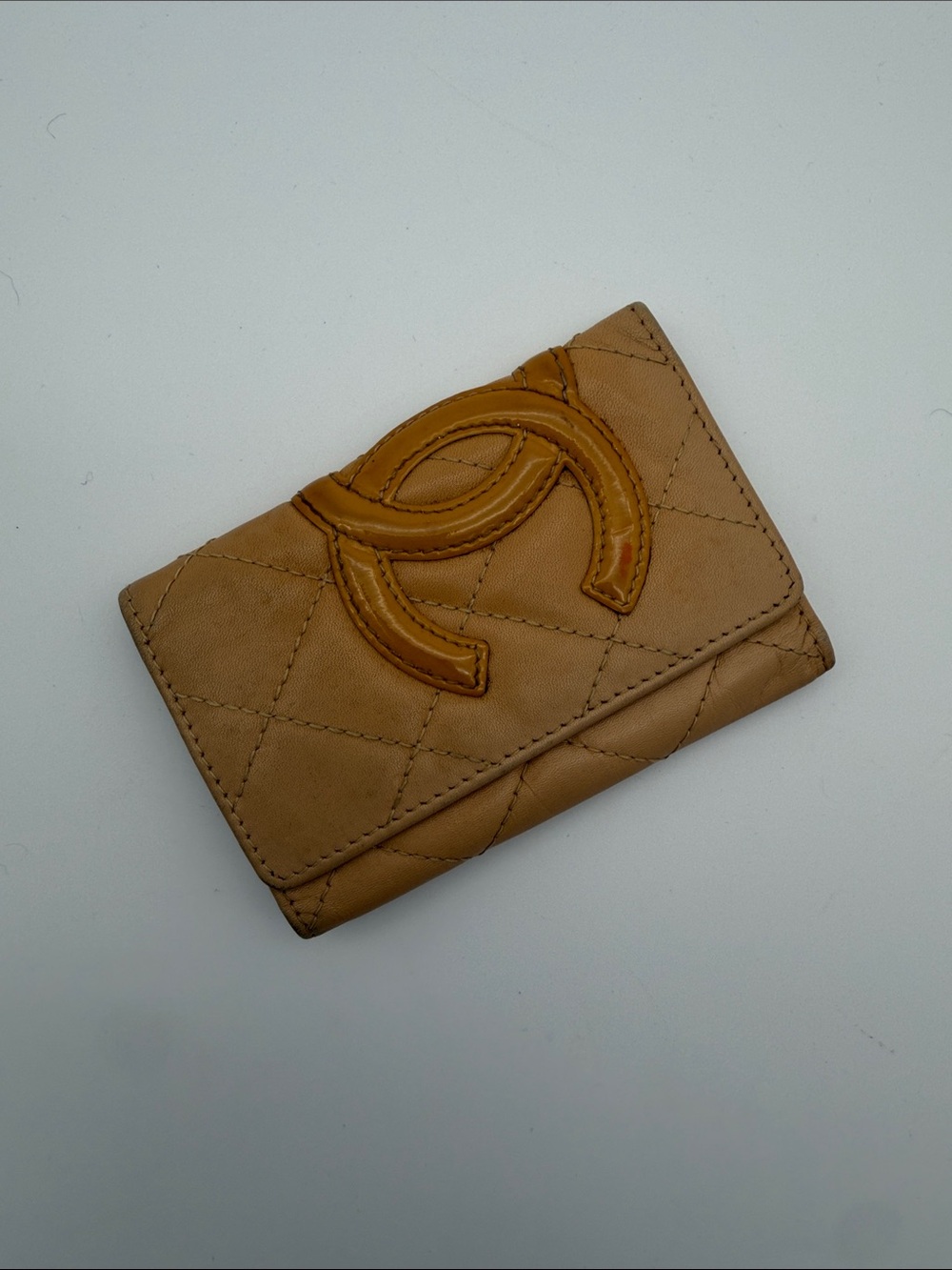 Chanel Tan Leather Key Holder Wallet